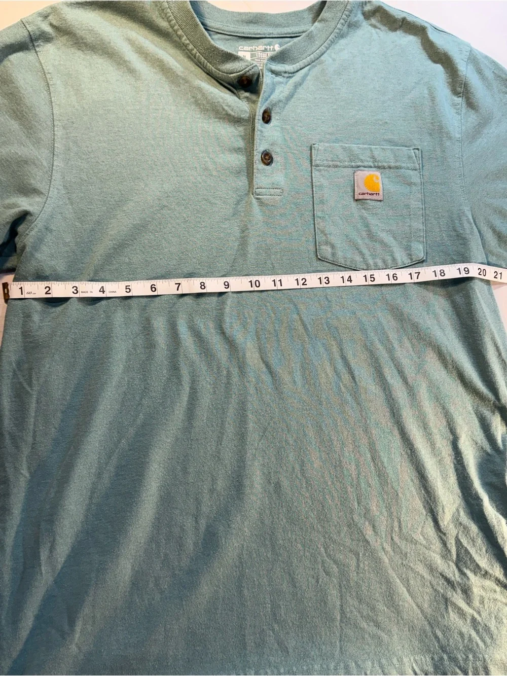 Carhartt Short-Sleeve Loose Fit Henley Pocket Tee in Seafoam Green